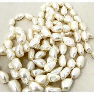 Long Baroque Pearl Necklace Genuine Freshwater Pearls Gemstone Statement Flapper